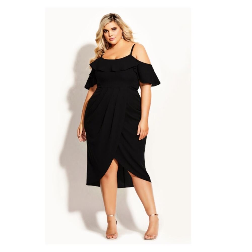 City Chic Black Flirtation Dress Sz.XS(14) NWT